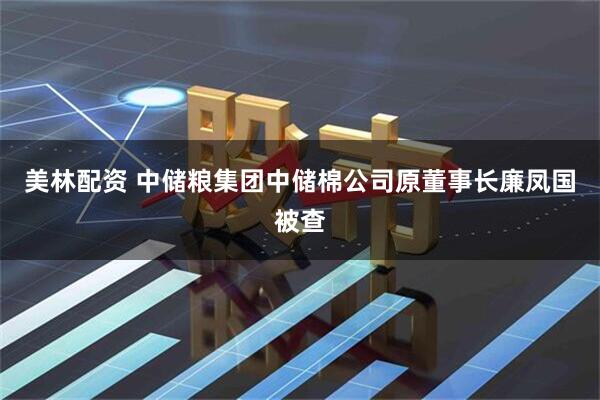美林配资 中储粮集团中储棉公司原董事长廉凤国被查